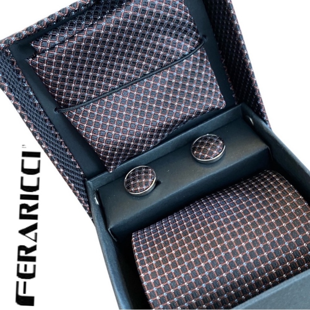 FERARICCI NECKTIE HANKY CUFFLINKS BOX SET